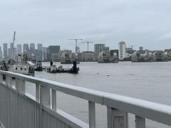 Thames Flood Barrier with Canary Wharf behind